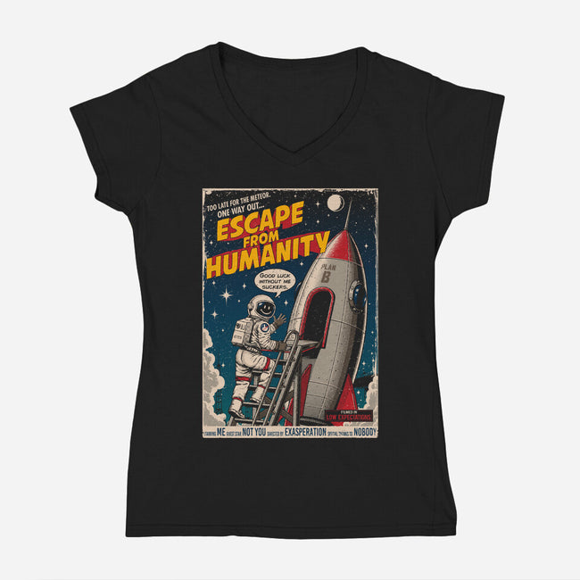 Escape From Humanity-Womens-V-Neck-Tee-Tronyx79