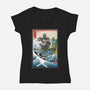 Hogarth And The Iron Giant In Japan-Womens-V-Neck-Tee-DrMonekers