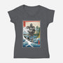 Hogarth And The Iron Giant In Japan-Womens-V-Neck-Tee-DrMonekers