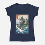 Hogarth And The Iron Giant In Japan-Womens-V-Neck-Tee-DrMonekers