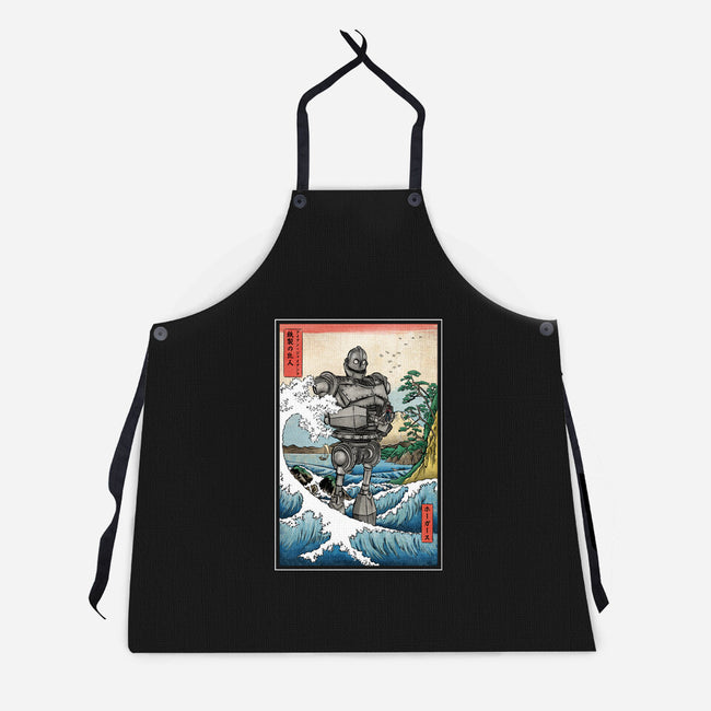 Hogarth And The Iron Giant In Japan-Unisex-Kitchen-Apron-DrMonekers