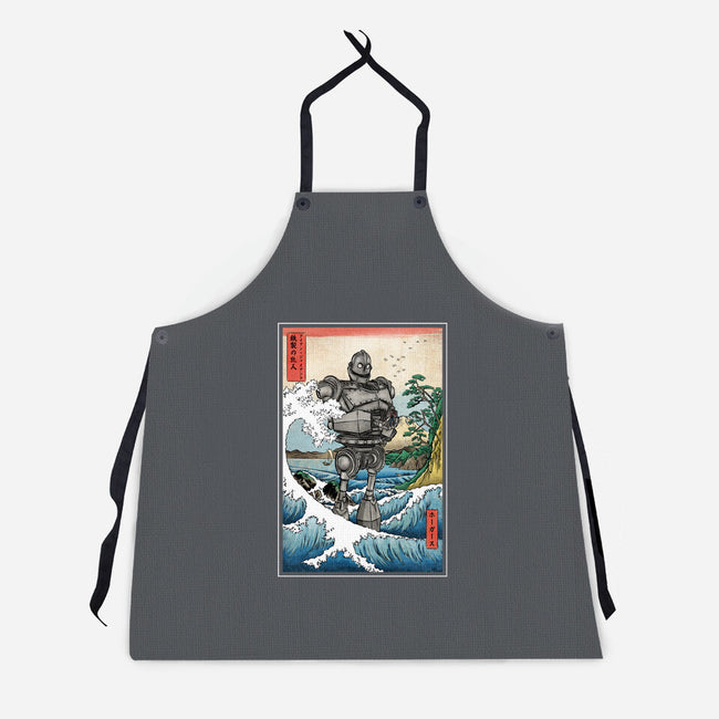 Hogarth And The Iron Giant In Japan-Unisex-Kitchen-Apron-DrMonekers