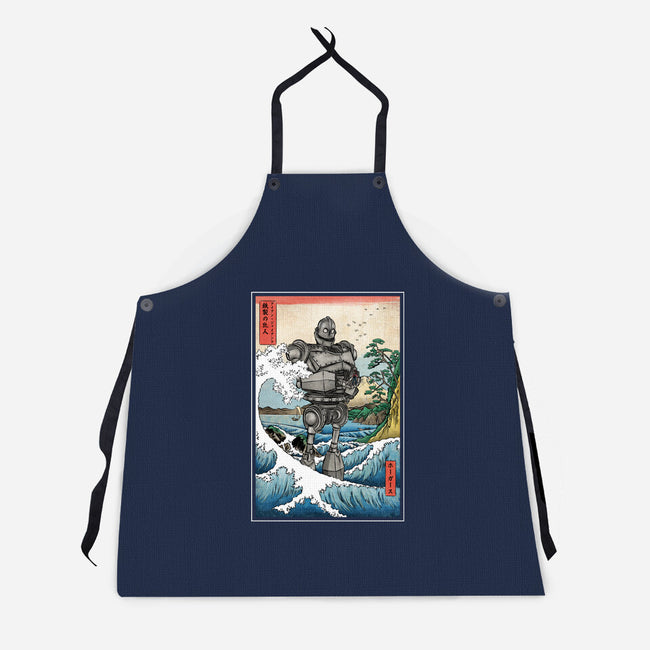 Hogarth And The Iron Giant In Japan-Unisex-Kitchen-Apron-DrMonekers