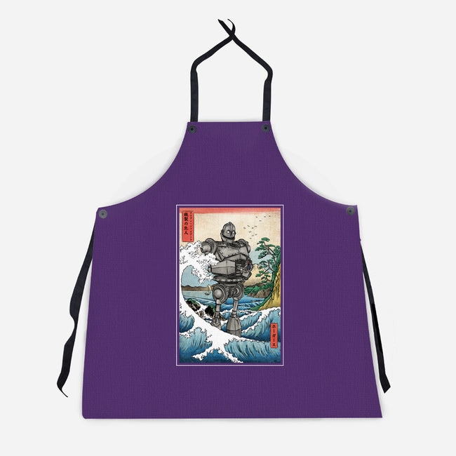 Hogarth And The Iron Giant In Japan-Unisex-Kitchen-Apron-DrMonekers