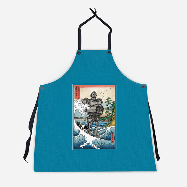 Hogarth And The Iron Giant In Japan-Unisex-Kitchen-Apron-DrMonekers
