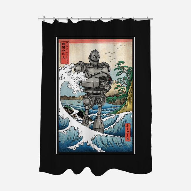 Hogarth And The Iron Giant In Japan-None-Polyester-Shower Curtain-DrMonekers