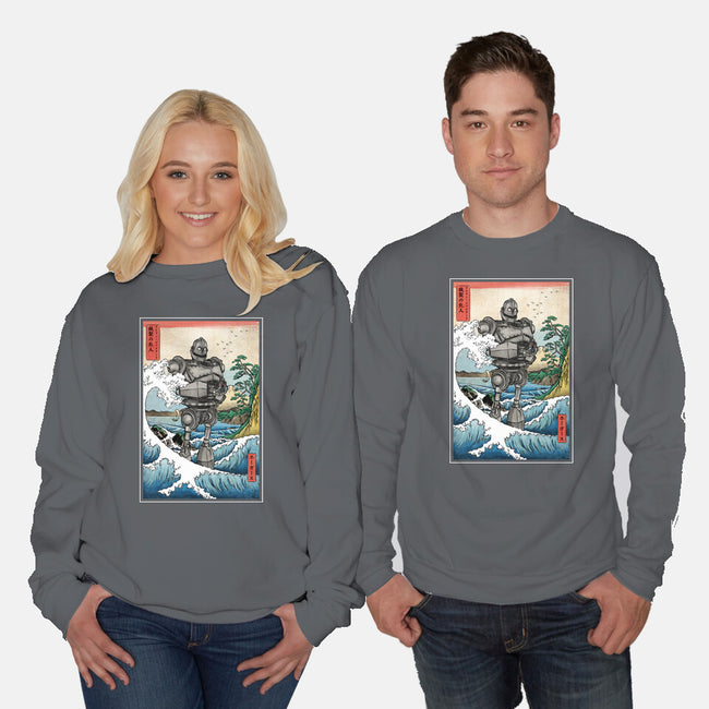 Hogarth And The Iron Giant In Japan-Unisex-Crew Neck-Sweatshirt-DrMonekers