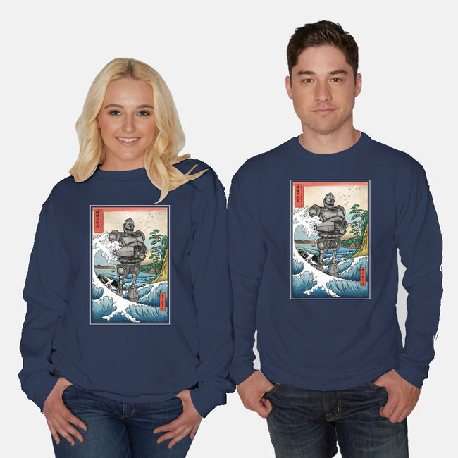 Hogarth And The Iron Giant In Japan-Unisex-Crew Neck-Sweatshirt-DrMonekers