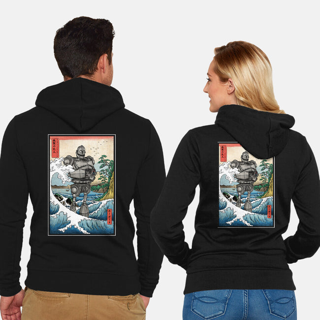 Hogarth And The Iron Giant In Japan-Unisex-Zip-Up-Sweatshirt-DrMonekers