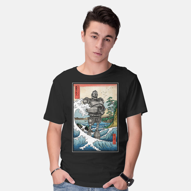 Hogarth And The Iron Giant In Japan-Mens-Basic-Tee-DrMonekers