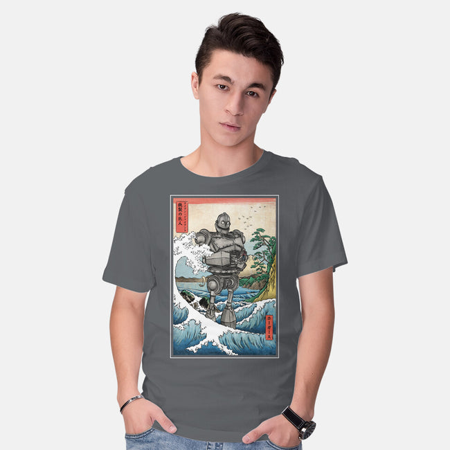 Hogarth And The Iron Giant In Japan-Mens-Basic-Tee-DrMonekers