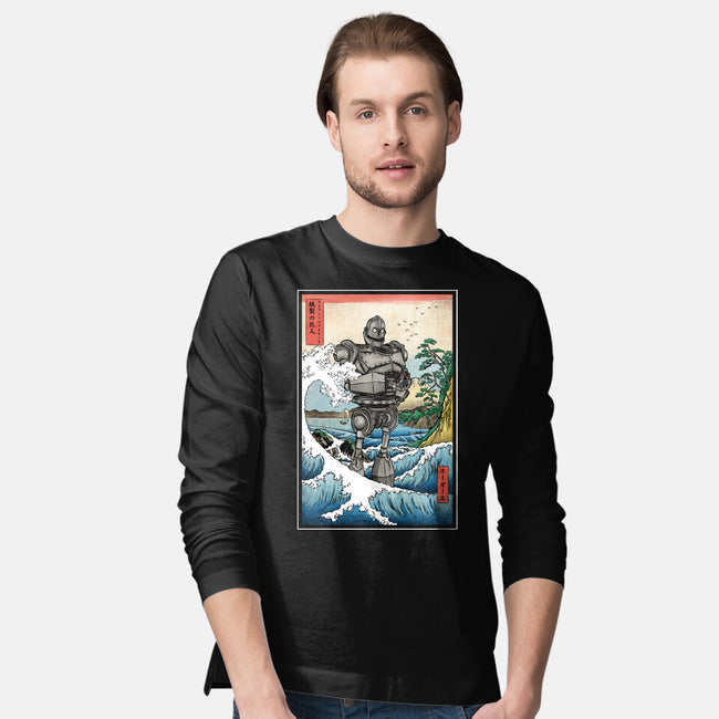 Hogarth And The Iron Giant In Japan-Mens-Long Sleeved-Tee-DrMonekers