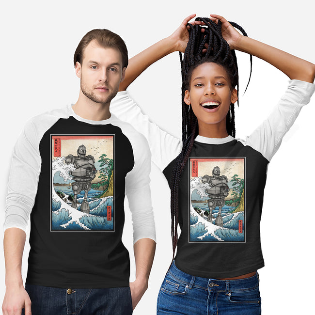 Hogarth And The Iron Giant In Japan-Unisex-Baseball-Tee-DrMonekers