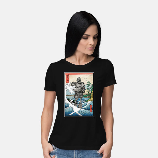 Hogarth And The Iron Giant In Japan-Womens-Basic-Tee-DrMonekers
