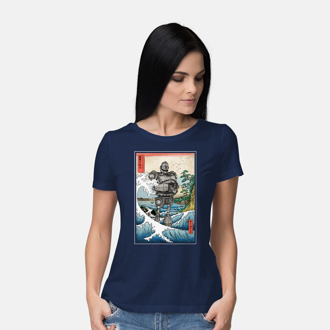 Hogarth And The Iron Giant In Japan-Womens-Basic-Tee-DrMonekers