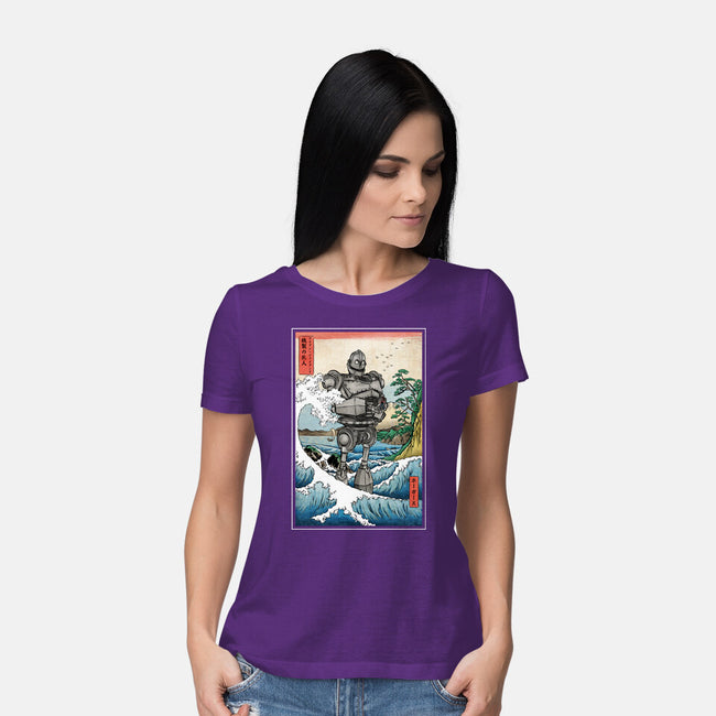 Hogarth And The Iron Giant In Japan-Womens-Basic-Tee-DrMonekers