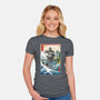 Hogarth And The Iron Giant In Japan-Womens-Fitted-Tee-DrMonekers