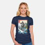Hogarth And The Iron Giant In Japan-Womens-Fitted-Tee-DrMonekers