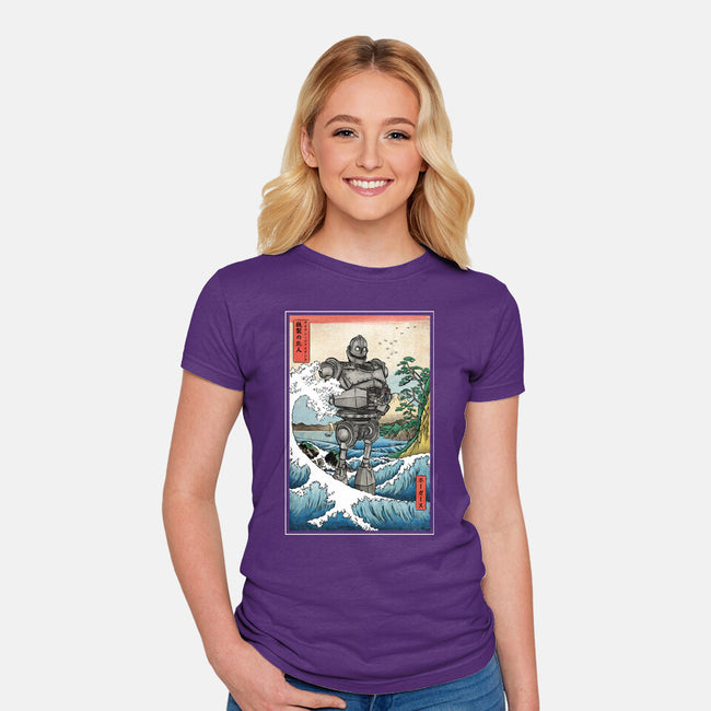 Hogarth And The Iron Giant In Japan-Womens-Fitted-Tee-DrMonekers