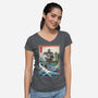 Hogarth And The Iron Giant In Japan-Womens-V-Neck-Tee-DrMonekers