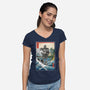 Hogarth And The Iron Giant In Japan-Womens-V-Neck-Tee-DrMonekers
