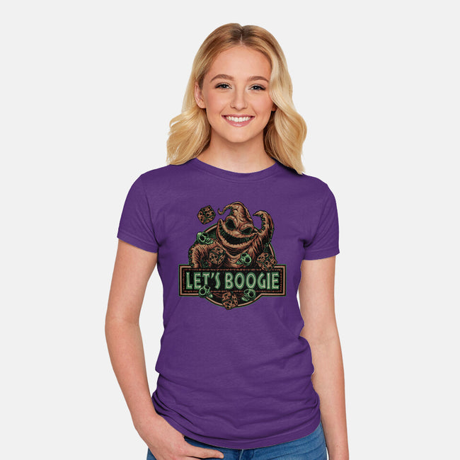 Let’s Boogie-Womens-Fitted-Tee-glitchygorilla