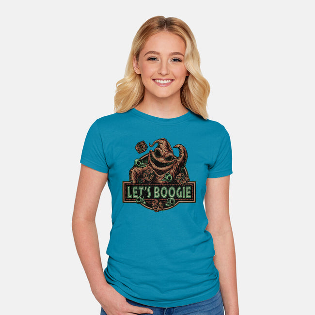 Let’s Boogie-Womens-Fitted-Tee-glitchygorilla