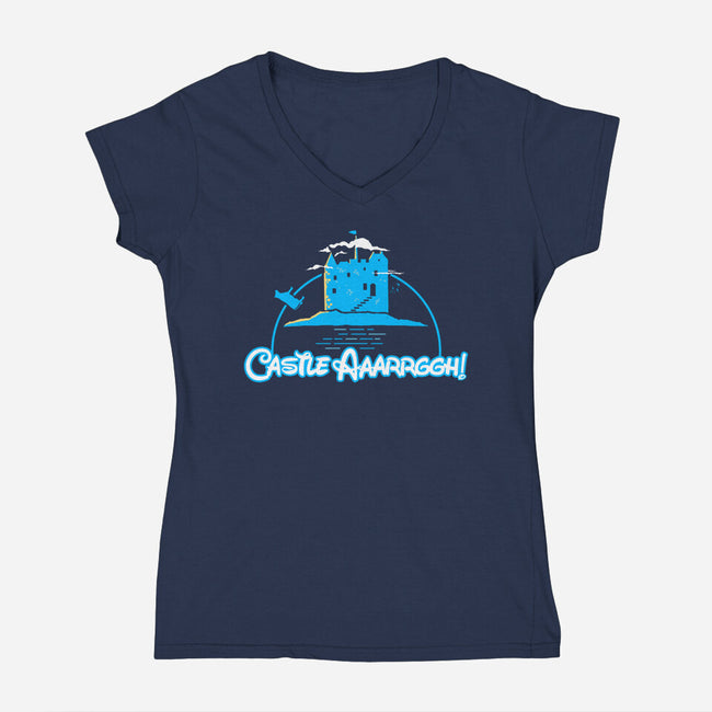 Castle Argh-Womens-V-Neck-Tee-rocketman_art