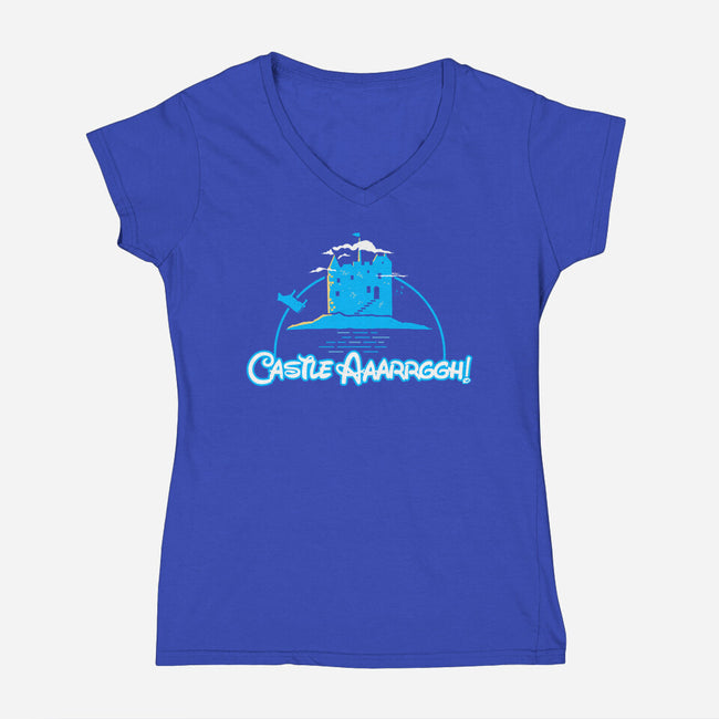 Castle Argh-Womens-V-Neck-Tee-rocketman_art
