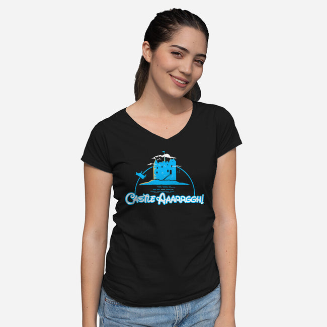 Castle Argh-Womens-V-Neck-Tee-rocketman_art