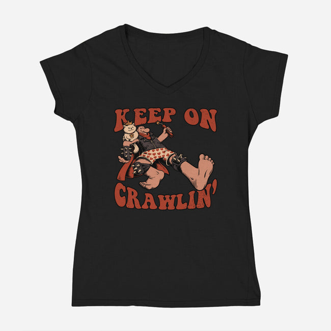 Keep On Crawlin-Womens-V-Neck-Tee-Studio Mootant