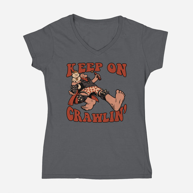 Keep On Crawlin-Womens-V-Neck-Tee-Studio Mootant