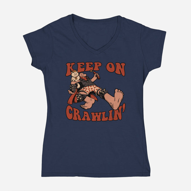 Keep On Crawlin-Womens-V-Neck-Tee-Studio Mootant