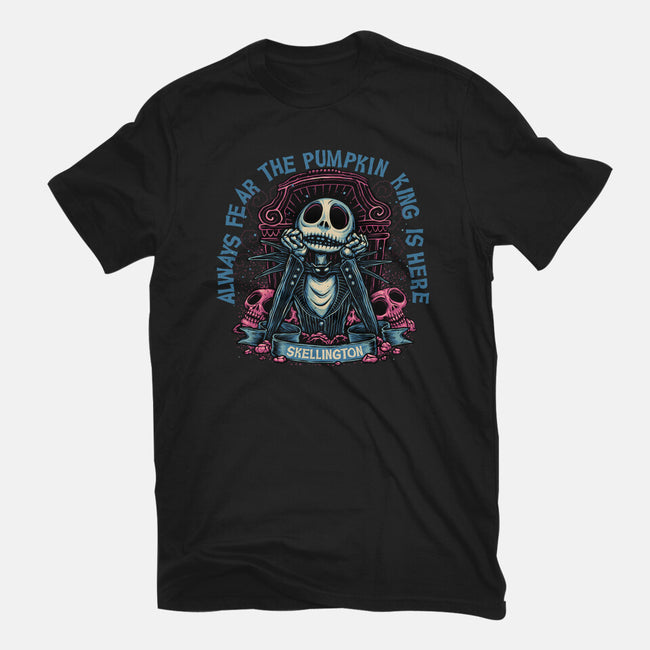 The Pumpkin King Is Here-Youth-Basic-Tee-glitchygorilla