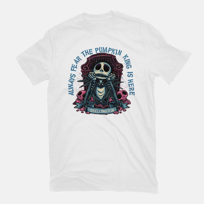The Pumpkin King Is Here-Unisex-Basic-Tee-glitchygorilla