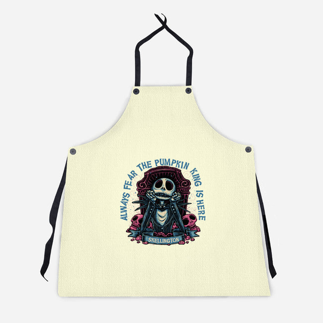 The Pumpkin King Is Here-Unisex-Kitchen-Apron-glitchygorilla
