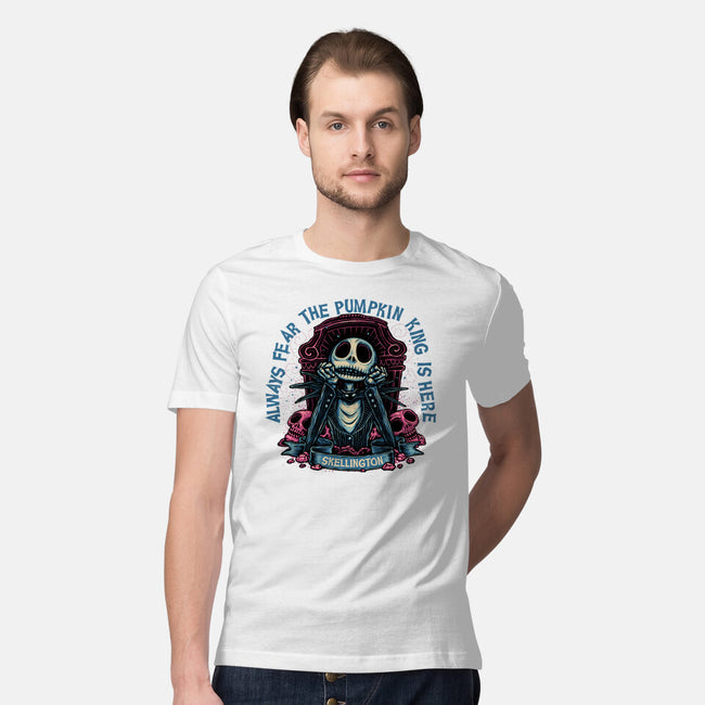 The Pumpkin King Is Here-Mens-Premium-Tee-glitchygorilla