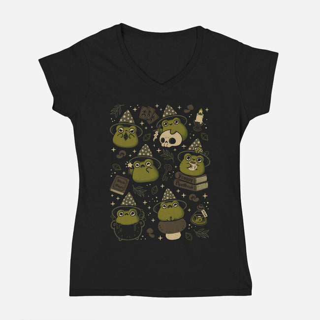 Cute Wizard Frog-Womens-V-Neck-Tee-xMorfina
