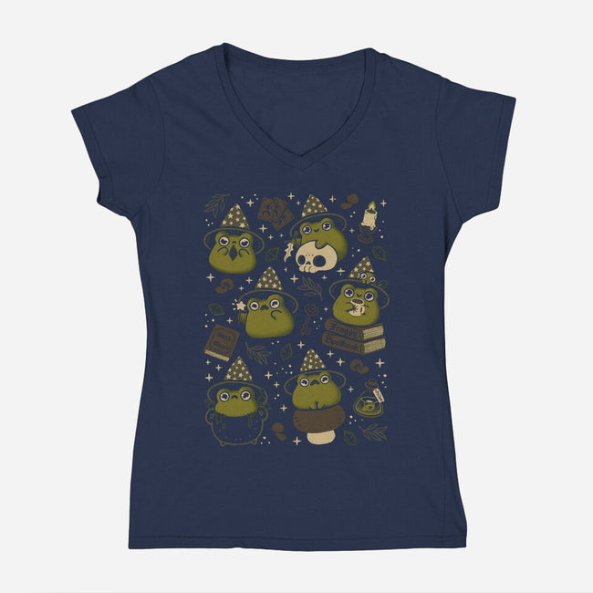 Cute Wizard Frog-Womens-V-Neck-Tee-xMorfina