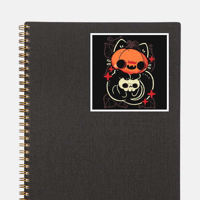 Cute Pumpkin Head Cat-None-Glossy-Sticker-xMorfina