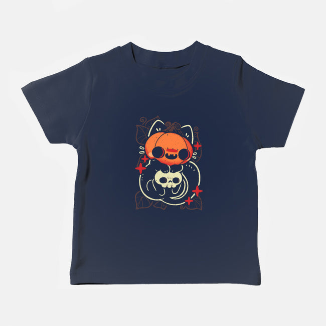 Cute Pumpkin Head Cat-Baby-Basic-Tee-xMorfina