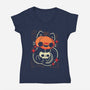 Cute Pumpkin Head Cat-Womens-V-Neck-Tee-xMorfina