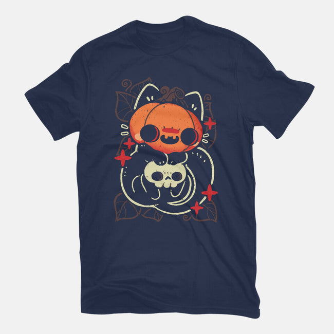 Cute Pumpkin Head Cat-Mens-Heavyweight-Tee-xMorfina
