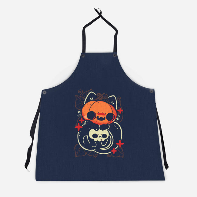 Cute Pumpkin Head Cat-Unisex-Kitchen-Apron-xMorfina