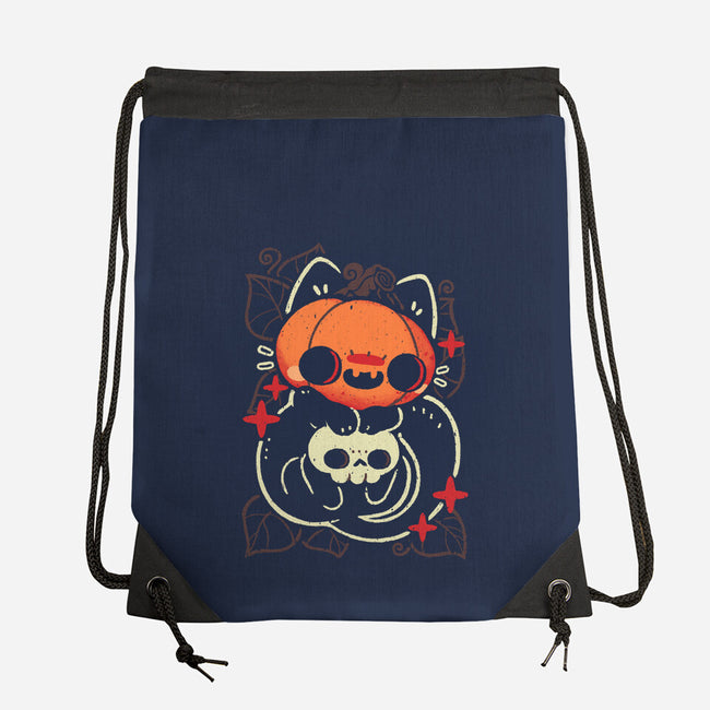 Cute Pumpkin Head Cat-None-Drawstring-Bag-xMorfina
