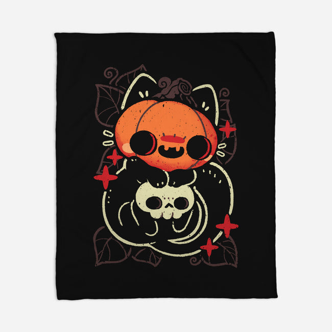 Cute Pumpkin Head Cat-None-Fleece-Blanket-xMorfina