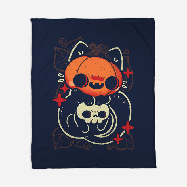 Cute Pumpkin Head Cat-None-Fleece-Blanket-xMorfina