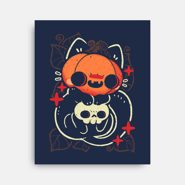 Cute Pumpkin Head Cat-None-Stretched-Canvas-xMorfina