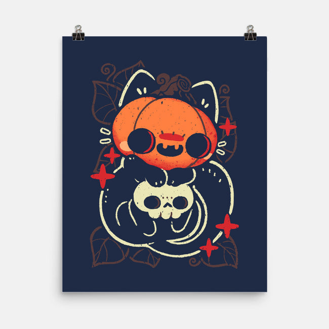 Cute Pumpkin Head Cat-None-Matte-Poster-xMorfina