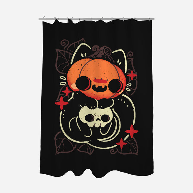 Cute Pumpkin Head Cat-None-Polyester-Shower Curtain-xMorfina